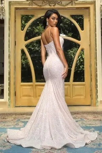Vista 5 de Mermaid Prom Dresses for Women 2023 Sequin Spaghetti Straps Long Sparkly Formal Evening Gowns
