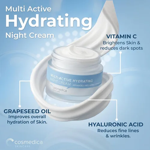 Vista 2 de Cosmedica Skincare Crema hidratante de noche multiactiva, hidratante revitalizante durante la noche y crema antienvejecimiento para cara y cuello