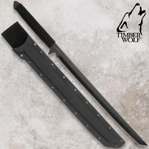 Vista 4 de Timber Wolf espada ninja de hoja completa Sure Grip Nylon Cord Wrapped Handle Durable ABS Scabbard with Belt Loop and Shoulder Strap Included