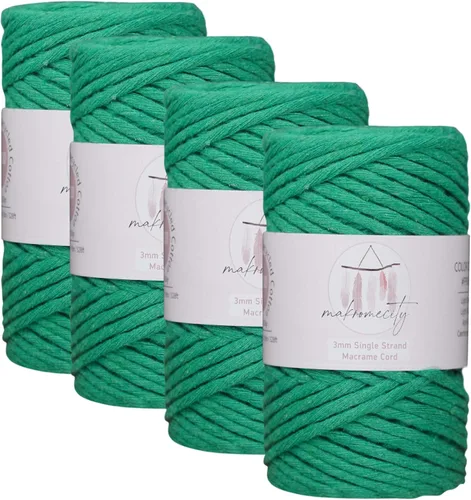 Vista 68 de Makromecity, Cordón de macramé de un solo hilo de 3 mm x 100 yardas (300 pies) de 3 mm de cordón de algodón azul bebé para arte y manualidades