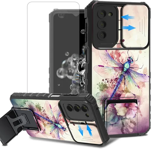 Vista 33 de Funda para teléfono Samsung Galaxy A15 5G con protector de pantalla con cubierta deslizante para cámara y soporte de doble capa híbrida resistente a