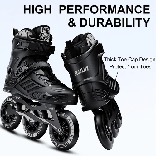 Vista 7 de Patines en línea de 3 ruedas para hombres y mujeres, patines profesionales para hombres y mujeres, patines de velocidad de alto rendimiento