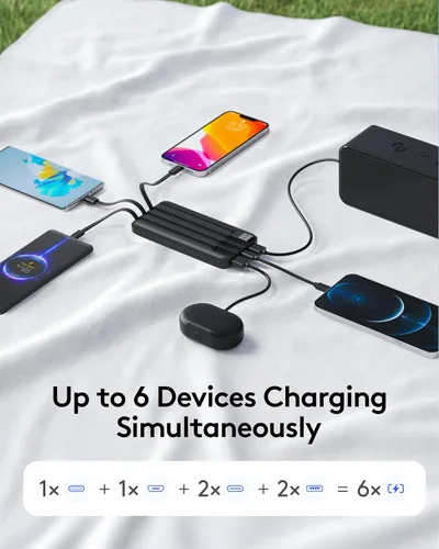 Vista 8 de Orfeika Cargador de teléfono portátil, Banco de energía portátil de 10000mAh con cables incorporados, paquete de batería esencial para viajes