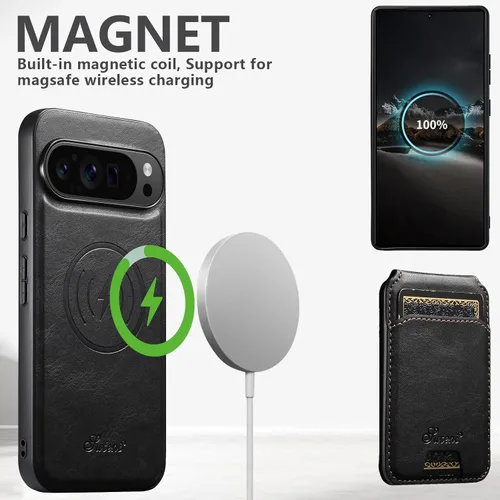 Vista 3 de PASNEW Funda para Pixel 9 Pro XL, Cartera de Cuero Premium con Soporte para Tarjetas [3 Tarjetas] con Soporte Plegable y Cubierta Magnética