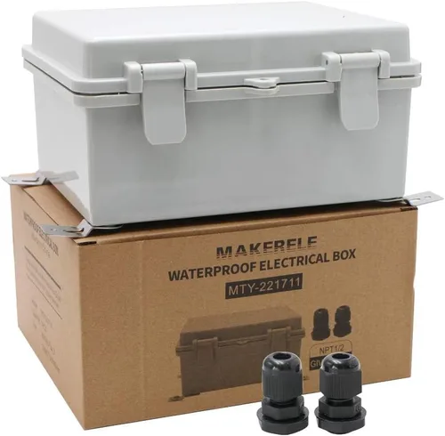 Vista 15 de MAKERELE - Caja de conexiones exterior pequeña impermeable para exterior con cerradura y soporte de pared 5.9" x 3.9" x 2.8" (150x100x70mm) con tapa
