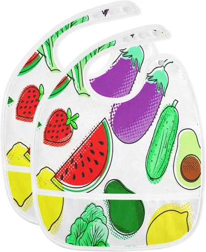 Vista 20 de MCHIVER Baberos de bebé para bebé niño y niña, delantal de alimentación impermeable, babero de algodón para comer alimentos, 2 paquetes