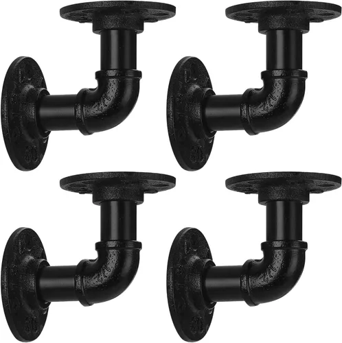 Vista 14 de Soporte de estante de tubo de 1/2 pulgada, soporte de estante flotante montado en la pared, soporte de metal colgante de pared punk de vapor
