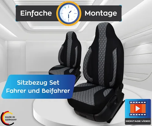 Vista 6 de Bremer Sitzbezüge Fundas protectoras para conductor, hechas a medida, fundas de asiento compatibles con Ducato, Weinsberg, Adria, Dethleffs