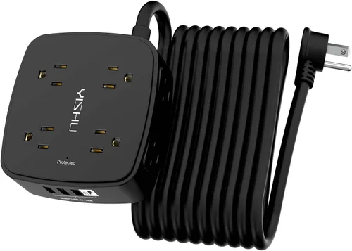 Vista 20 de Regleta de protección contra sobretensiones de 5 pies, 8 tomas amplias con 4 puertos USB, extensor de salida de 3 lados con cable de extensión de 5