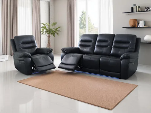 Vista 74 de Juego de sofá reclinable eléctrico, seccional de cuero transpirable beige, juego de muebles de sala de estar, 2 piezas, sofá reclinable eléctrico