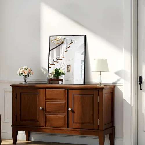 Vista 3 de KOCUUY Espejo de baño negro, espejo rectangular de 24 x 18 pulgadas para sobre el fregadero, espejo de pared decorativo moderno para dormitorio
