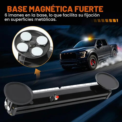 Vista 5 de Barra de luces de emergencia inalámbricas ámbar/blanca para camiones, vehículos