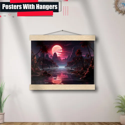 Vista 3 de Neon Sunset Vibes Florida Synthwave Sunset Framed poster Print, Retro Miami Style Wall Art, poster, Wall Decor