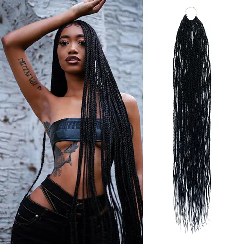 Vista 11 de AU-THEN-TIC Cabello senegalés con trenzas de ganchillo de 22 pulgadas, paquete de 2 paquetes de 40 mechones por paquete, extensiones de cabello