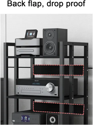 Vista 4 de Organizador de medios con cajones, estante de CD estéreo torre de sonido, impresora organizador de oficina en casa con estantes ajustables