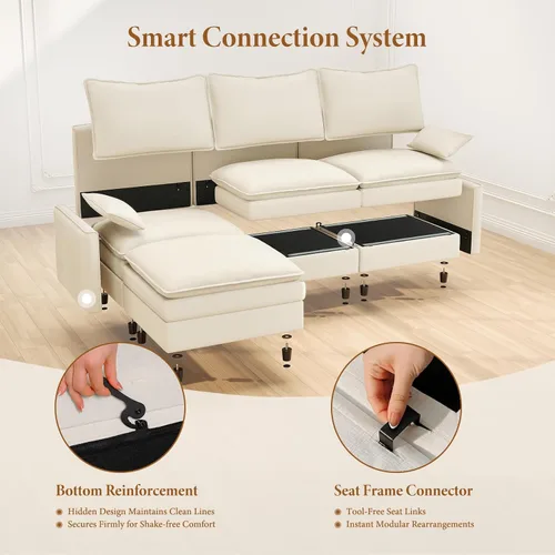 Vista 11 de Vesgantti Sofá modular de 108 pulgadas, cómodo sofá de nube con asiento profundo otomano movible, sofá modular en forma de L, sofás seccionales