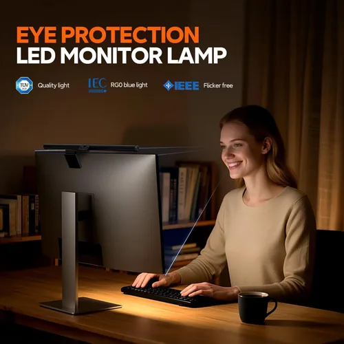 Vista 5 de LYMAX Barra de luz para monitor de computadora, lámpara de computadora USB, barra de luz de pantalla regulable, brillo ajustable/temperatura