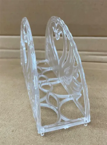 Vista 5 de Servilletero de 7 pulgadas, diseño de corazón de cisne doble, 12 piezas, plástico transparente