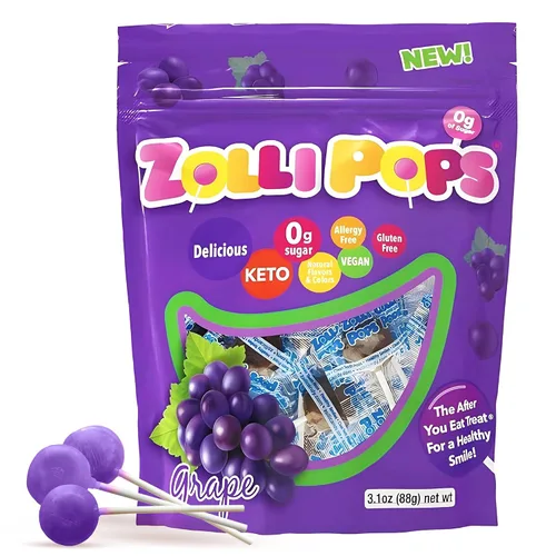 Vista 25 de Zolli Drops - Caramelos sin azúcar con xilitol, paletas sin colorantes, aptos para dieta cetogénica y diabética, golosinas aprobadas por dentistas