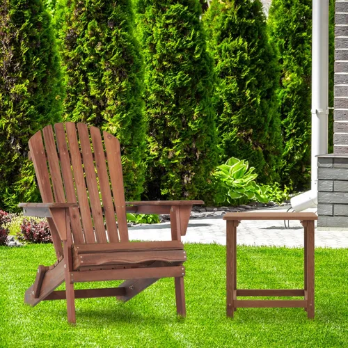 Vista 4 de Juego de 2 sillas Adirondack plegables de madera para jardín y exteriores, construcción de madera de cedro maciza, cómodos reposabrazos y respaldo