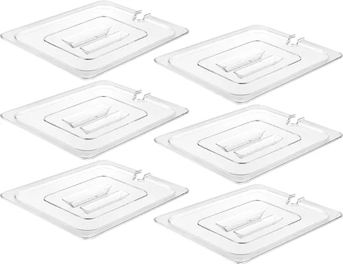 Vista 9 de CURTA Paquete de 6 bandejas de comida NSF, tamaño medio de 2 1/2 pulgadas de profundidad, plástico de policarbonato comercial transparente apto