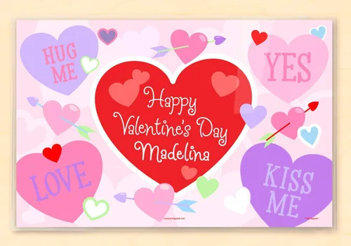 Vista 4 de Mantel individual personalizado de San Valentín Olive Kids