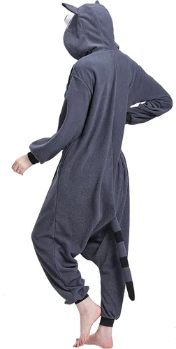 Vista 6 de Pijama mameluco para adultos, disfraz unisex de animales de Halloween, ropa de dormir para hombres y mujeres, traje de cosplay cómodo y divertido