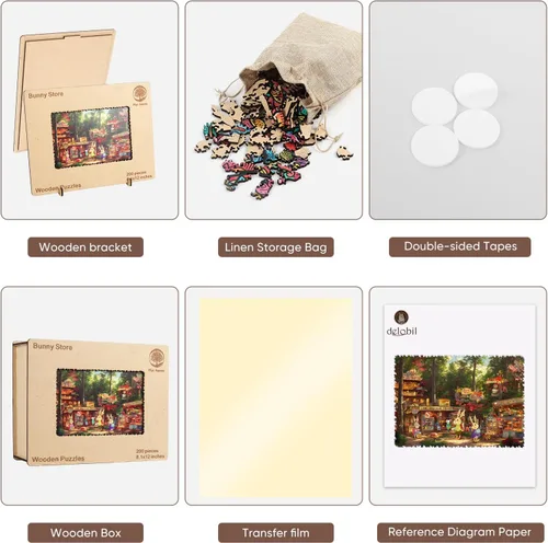 Vista 6 de Mys Aurora Rompecabezas de Pascua para adultos, 200 piezas de Bunny Store, rompecabezas de madera de forma única, regalo educativo para niños