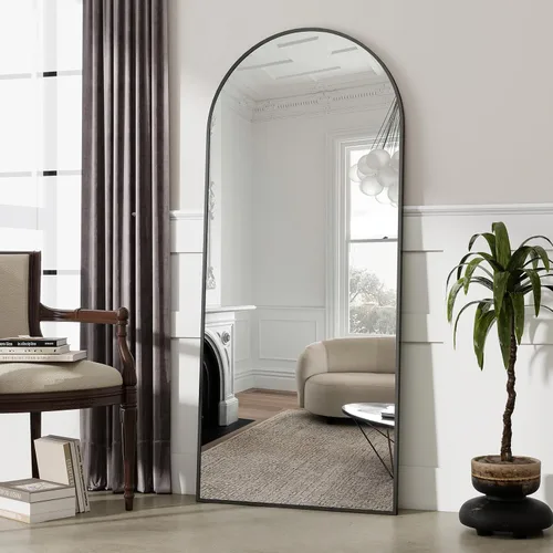 Vista 29 de BEAUTYPEAK Espejo de longitud de arco de 71 x 30 pulgadas con soporte Negro