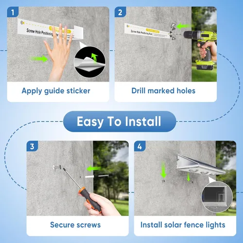 Vista 5 de YiLaie - Luces solares para valla al aire libre, IP67 impermeable, 16-25H 3000 K/6500 K/4500 K