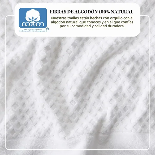 Vista 3 de Great Bay Home - Toallas de mano 100% algodón blanco, 6 toallas de baño suaves para manos, altamente absorbentes y de secado rápido, colección 01