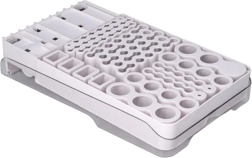 Vista 6 de Caja de almacenamiento organizadora de baterías con probador, tapa transparente, organizador de batería, soporte para 93 baterías, caja