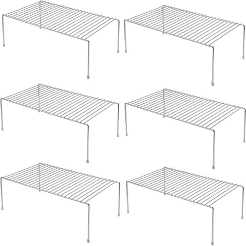 Vista 10 de Juego de 6 Estantes de Almacenamiento para Gabinete, Mediano (13 x 9.4 pulgadas) Organizador de Gabinete de Cocina de Alambre de Metal Inoxidable