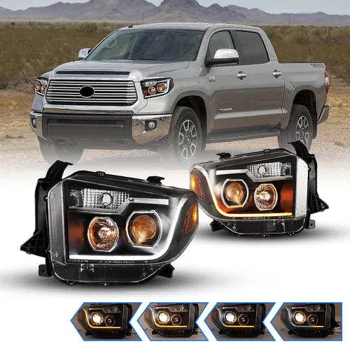 Vista 10 de Luces traseras LED para Toyota Tundra 2014-2021 con señal de giro Lente ahumada con carcasa negra