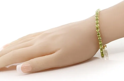 Vista 3 de Juego de 4 piedras de nacimiento de peridoto verde para mujer pulsera 7 pulgadas pendientes 0276in colgante 0354 x 0276in chaquetas 0276in