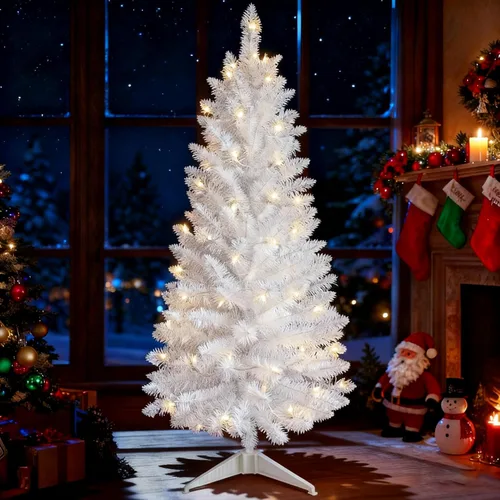 Vista 12 de Liguanow Árbol de Navidad artificial de 4 pies completamente negro con luces separadas, no preiluminado, mini árbol de Navidad de oropel negro, 50