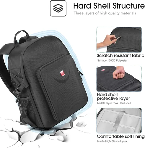 Vista 7 de Smatree Mochila profesional para DJI Air 3, funda rígida impermeable para DJI Air 3 Fly More Combo/RC 2 y accesorios