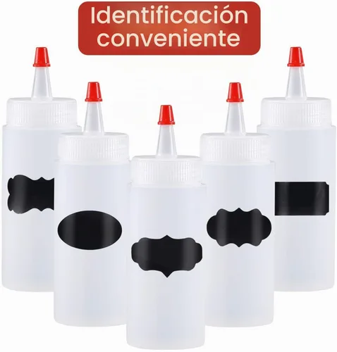 Vista 3 de Botella exprimible, Shekure 30 piezas de 4 onzas de plástico de grado alimenticio premium con tapas de presión. Incluye 2 etiquetas y 1 bolígrafo