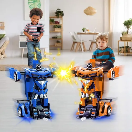 Vista 4 de Coche de control remoto - Juguetes de robot transformables para niños adolescentes, coche RC recargable con luces, coche RC 2.4Ghz 1:18 recargable