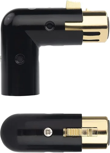 Vista 8 de MAD OWL Adaptador XLR de 3 pines de 90 grados, adaptador XLR de ángulo recto ajustable macho a hembra para cable DMX negro