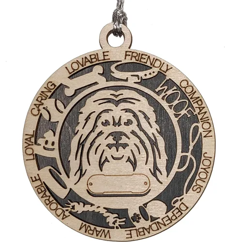 Vista 115 de Adorno de Navidad personalizado para perro Cavalier King Charles Spaniel, redondo de 3 pulgadas, madera cortada con láser de 2 capas, nombre y texto