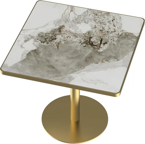 Vista 7 de SSLine - Mesa de comedor cuadrada de piedra sinterizada para 2, mesa