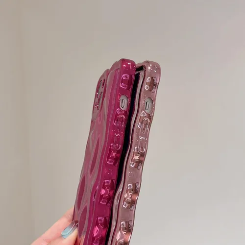 Vista 5 de FABSPARK Funda para iPhone 11, Patrón de Burbujas de Meteorito 3D Electrochapado Galvanizado con Brillos Marco Ondulado Rizado Funda Brillante, TPU