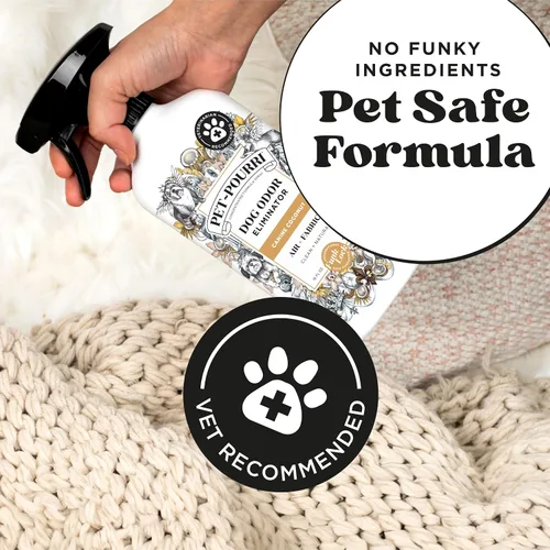 Vista 4 de Pet-Pourri Pet Odor Air + Spray eliminador de olores de tela, coco canino, 16 onzas líquidas