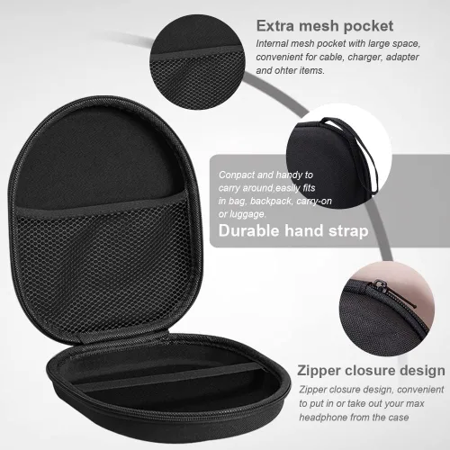 Vista 4 de Estuche organizador de auriculares duros, bolsa de almacenamiento compatible con E7 PRO QC35 WH-CH500 XB450 550AP 650BT 950B1 N1 AP Sony MDR-ZX100
