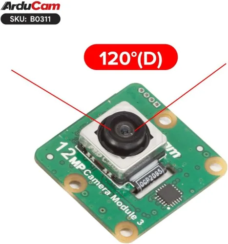 Vista 3 de Arducam Para Raspberry Pi Cámara Módulo 3 Amplio, 120 ° (D) IMX708 Autofocus Pi Cámara V3, 5.9 in 15-22 Pin FFC Cable
