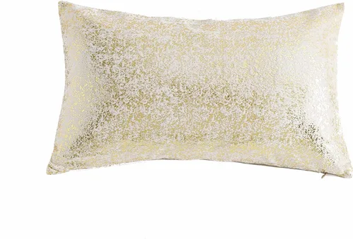 Vista 22 de Deeprove Funda de almohada oblonga de 12 x 20 pulgadas, estampado metálico de ambos lados con lámina dorada brillante, decoración de terciopelo Beige