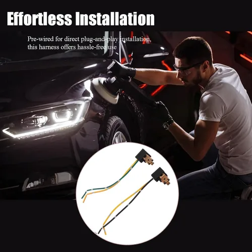 Vista 3 de 2 piezas Conector H1, Arnés de Cableado de Faros Delanteros, Arnés de Enchufe de Bombilla de Luz Antiniebla de 12V-24V, Adaptador de Bombilla