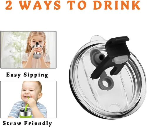 Vista 3 de ShineMe Vasos para niños con pajitas y tapas, 12 onzas, a prueba de derrames, con mangas, vaso de agua reutilizable para bebidas frías y calientes