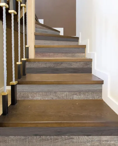 Vista 3 de AMAZING WALL Inicio Escaleras impresas de madera a rayas Decoración autoadhesiva etiqueta de pared Set 6pcs